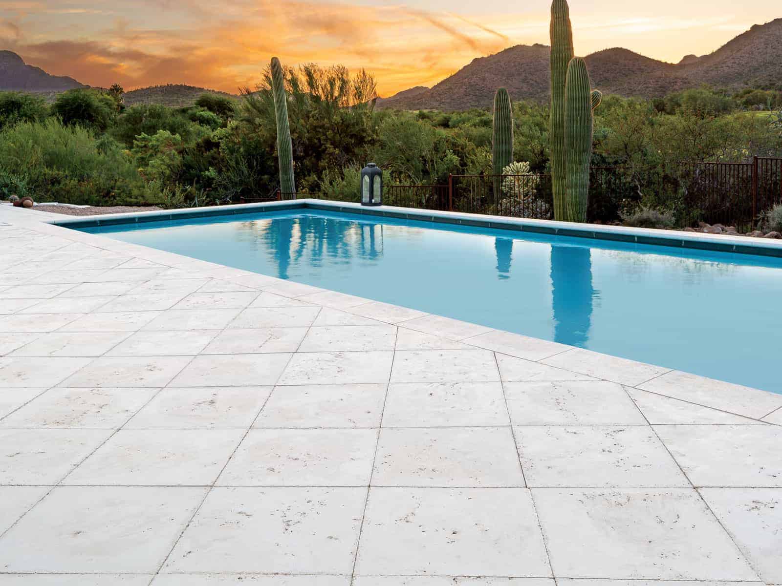 Swimming Pool With Concrete Pavers, Pool Deck Tiles