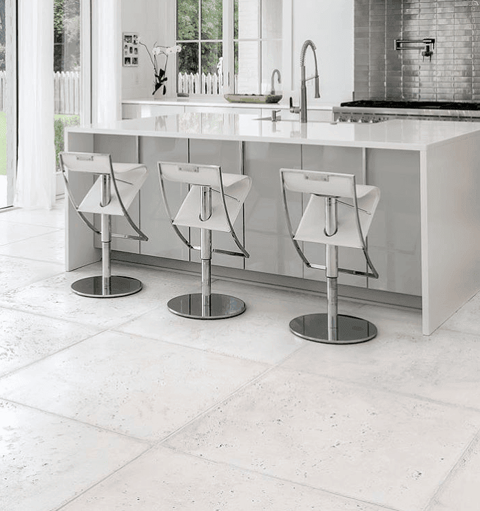 Large concrete pavers in modern kitchen