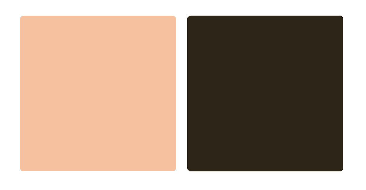 Side-by-side color swatches indicating the pairing of peach and slate.